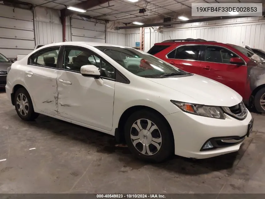 2013 Honda Civic Hybrid VIN: 19XFB4F33DE002853 Lot: 40549823