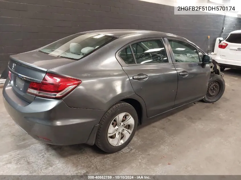 2013 Honda Civic Lx VIN: 2HGFB2F51DH570174 Lot: 40552759