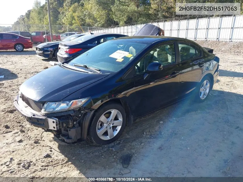 2013 Honda Civic Lx VIN: 2HGFB2F52DH517063 Lot: 40568792