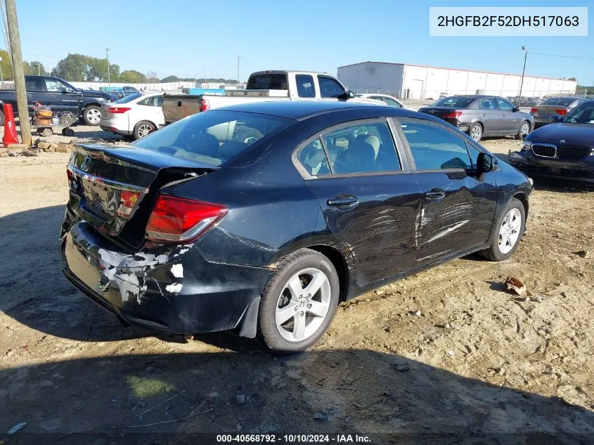 2013 Honda Civic Lx VIN: 2HGFB2F52DH517063 Lot: 40568792