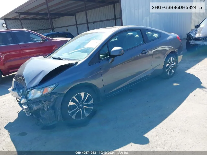 2013 Honda Civic Ex VIN: 2HGFG3B86DH532415 Lot: 40571263