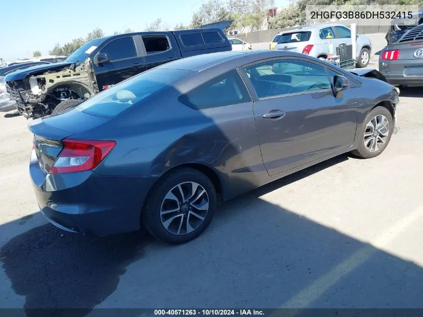 2013 Honda Civic Ex VIN: 2HGFG3B86DH532415 Lot: 40571263