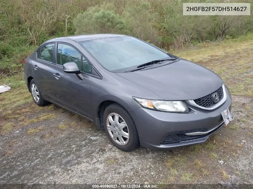 2013 Honda Civic Lx VIN: 2HGFB2F57DH514627 Lot: 40590027