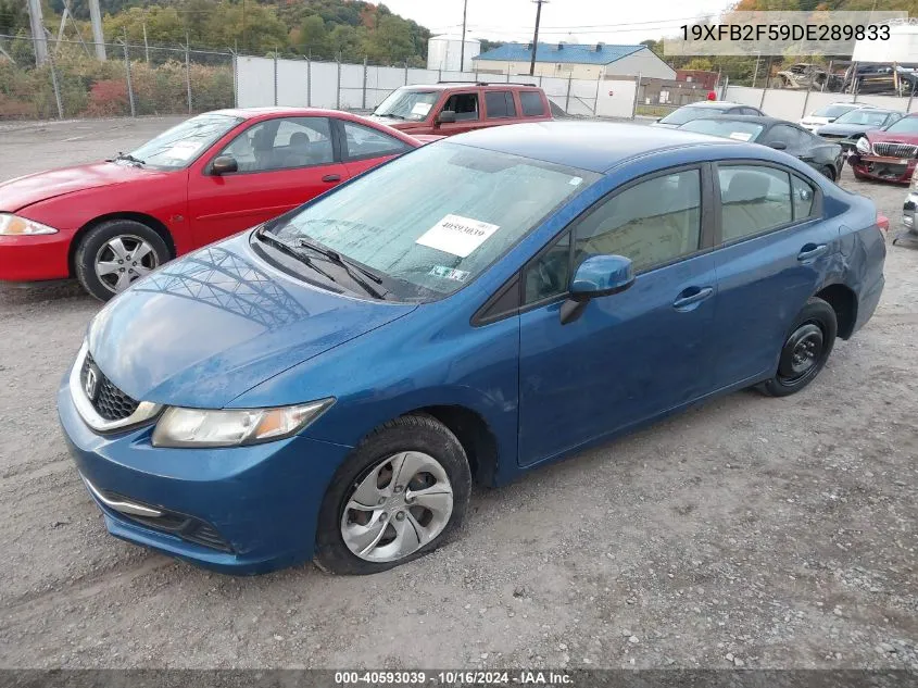 2013 Honda Civic Lx VIN: 19XFB2F59DE289833 Lot: 40593039