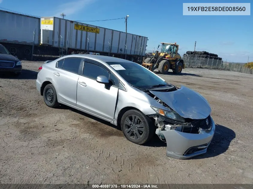 2013 Honda Civic Lx VIN: 19XFB2E58DE008560 Lot: 40597375