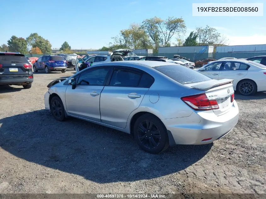 2013 Honda Civic Lx VIN: 19XFB2E58DE008560 Lot: 40597375