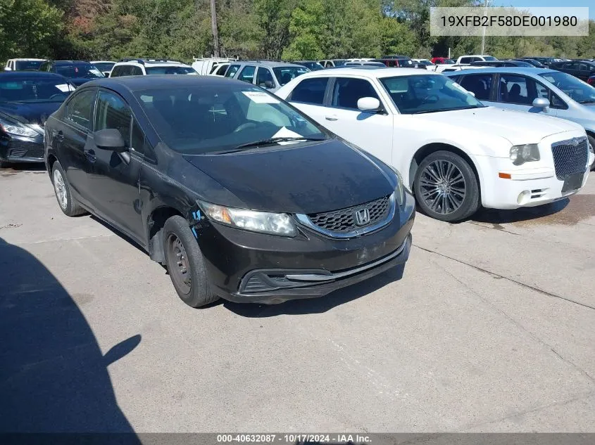 2013 Honda Civic Lx VIN: 19XFB2F58DE001980 Lot: 40632087