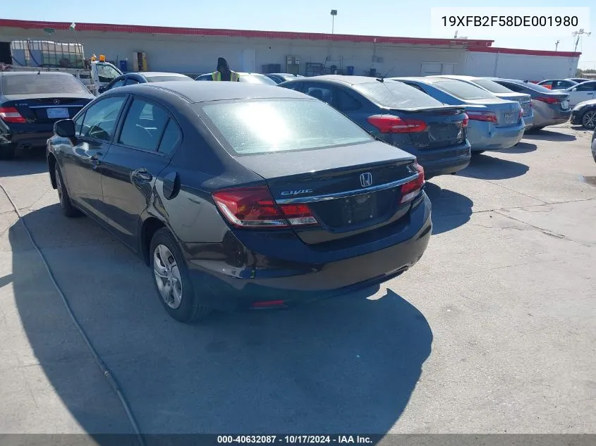 2013 Honda Civic Lx VIN: 19XFB2F58DE001980 Lot: 40632087