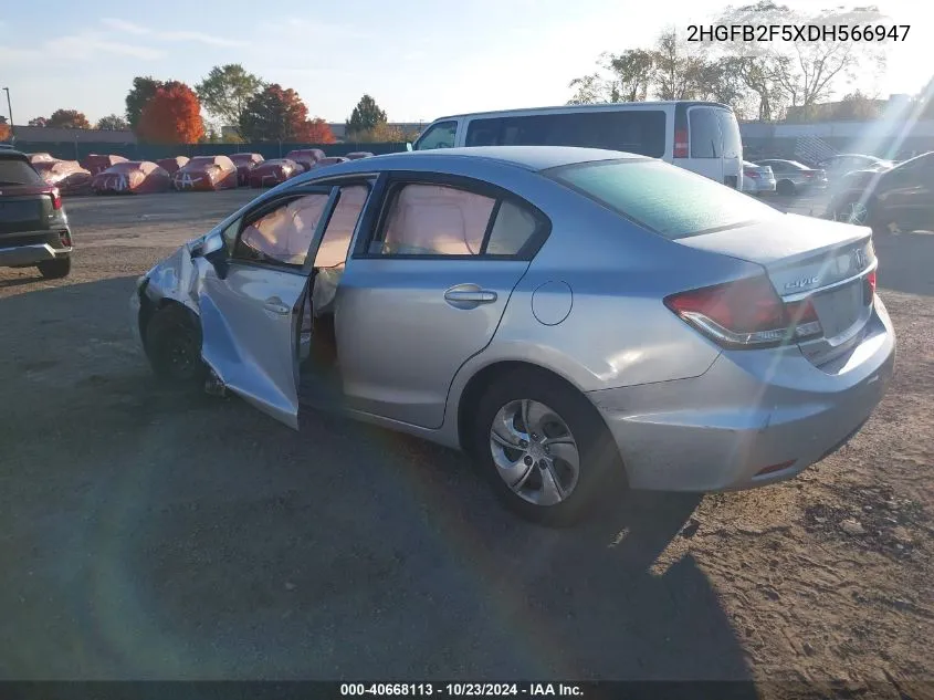 2013 Honda Civic Lx VIN: 2HGFB2F5XDH566947 Lot: 40668113