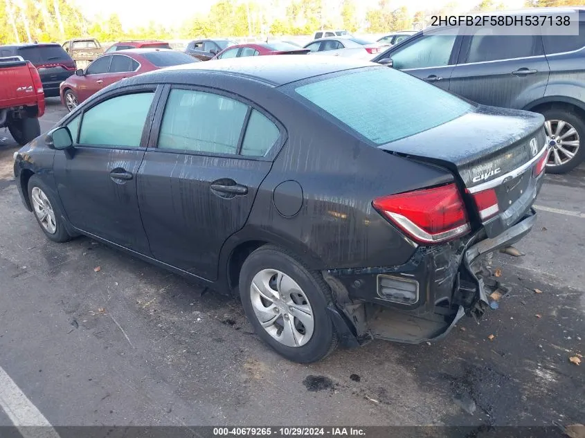 2013 Honda Civic Lx VIN: 2HGFB2F58DH537138 Lot: 40679265