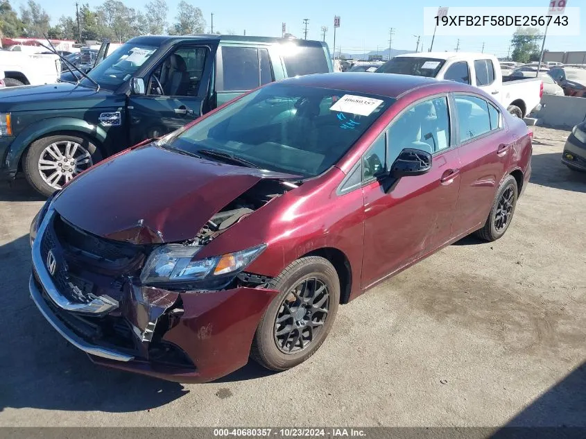 2013 Honda Civic Lx VIN: 19XFB2F58DE256743 Lot: 40680357