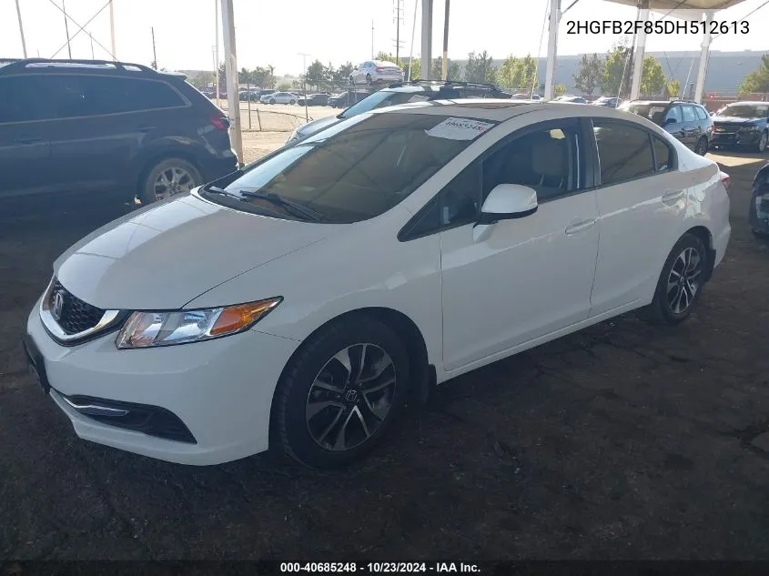 2013 Honda Civic Ex VIN: 2HGFB2F85DH512613 Lot: 40685248