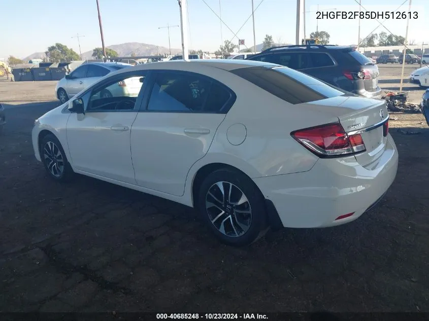 2013 Honda Civic Ex VIN: 2HGFB2F85DH512613 Lot: 40685248