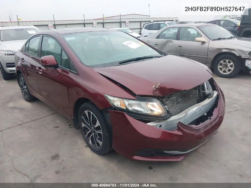 2013 Honda Civic Ex VIN: 2HGFB2F89DH527647 Lot: 40694783