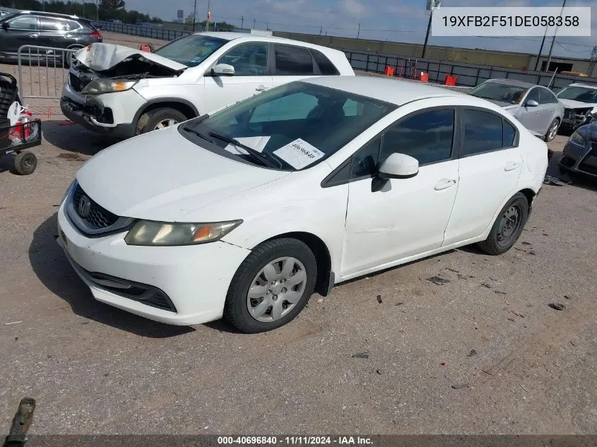 2013 Honda Civic Lx VIN: 19XFB2F51DE058358 Lot: 40696840