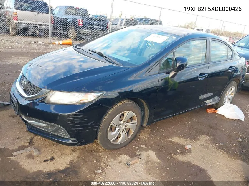 2013 Honda Civic Lx VIN: 19XFB2F5XDE000426 Lot: 40722080