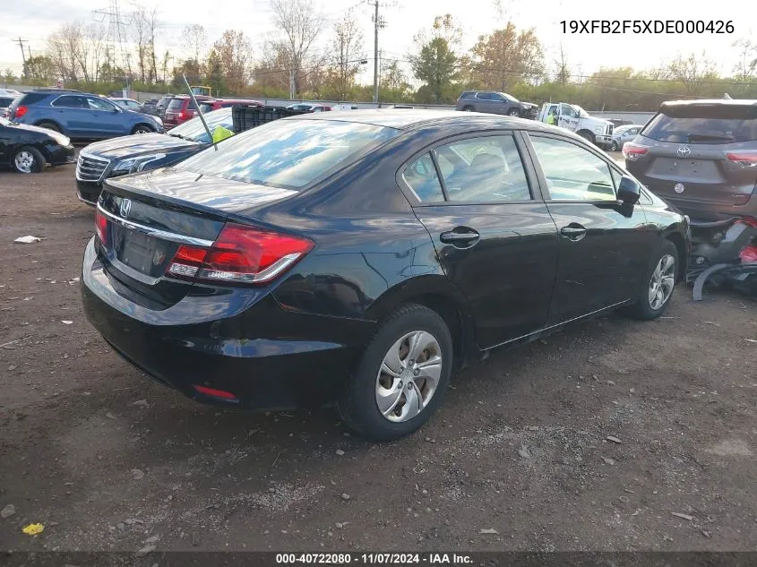 2013 Honda Civic Lx VIN: 19XFB2F5XDE000426 Lot: 40722080