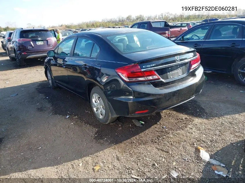 2013 Honda Civic Lx VIN: 19XFB2F52DE060281 Lot: 40724001