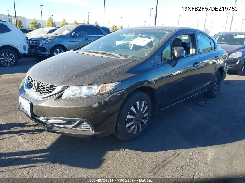 2013 Honda Civic Lx VIN: 19XFB2F57DE219750 Lot: 40726814