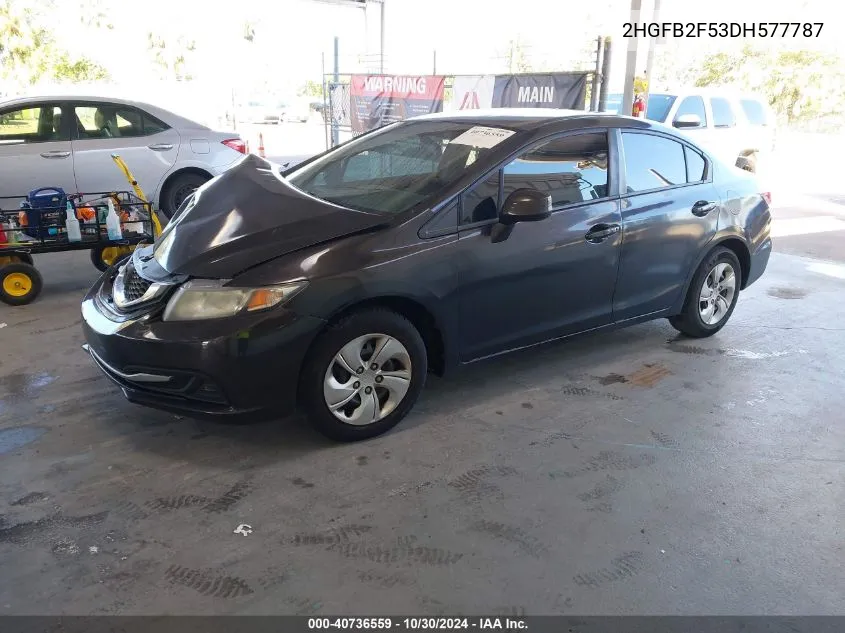 2013 Honda Civic Lx VIN: 2HGFB2F53DH577787 Lot: 40736559