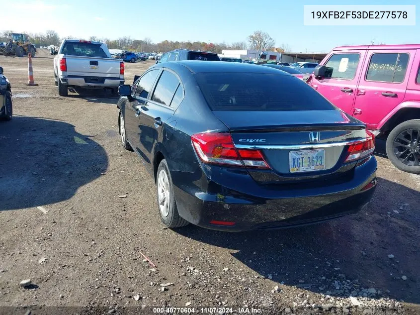 2013 Honda Civic Lx VIN: 19XFB2F53DE277578 Lot: 40770604