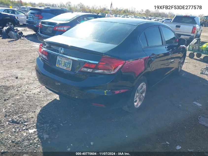 2013 Honda Civic Lx VIN: 19XFB2F53DE277578 Lot: 40770604