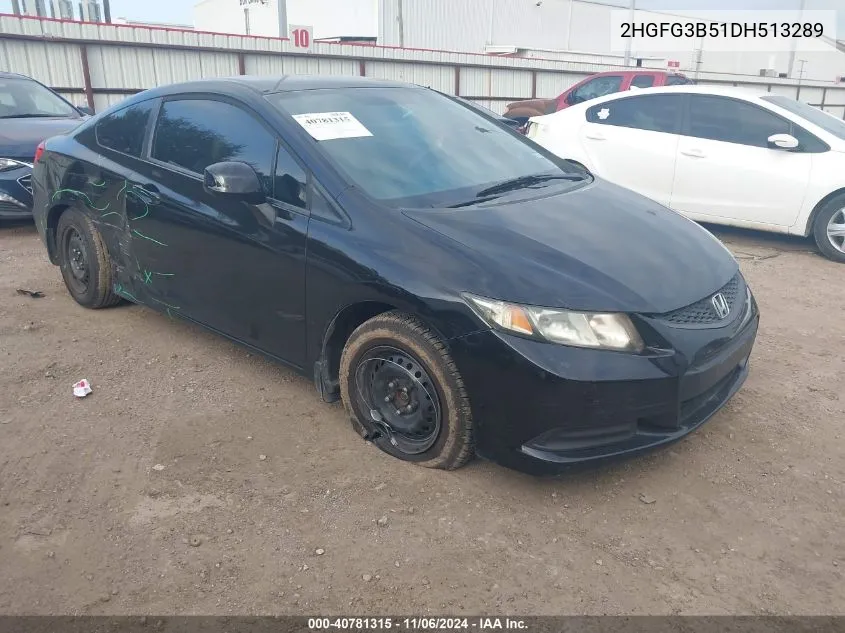 2013 Honda Civic Lx VIN: 2HGFG3B51DH513289 Lot: 40781315