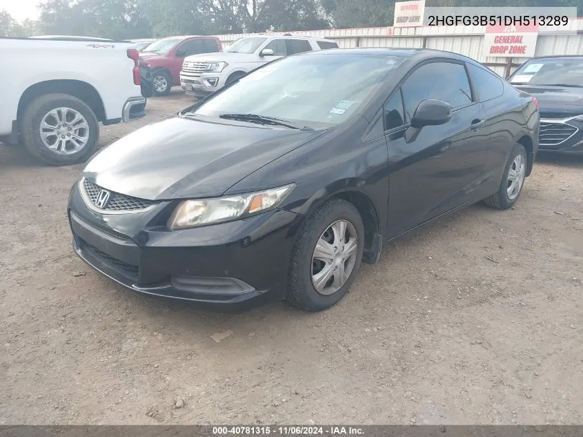 2013 Honda Civic Lx VIN: 2HGFG3B51DH513289 Lot: 40781315