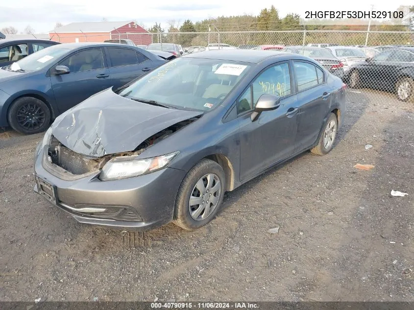 2013 Honda Civic Lx VIN: 2HGFB2F53DH529108 Lot: 40790915