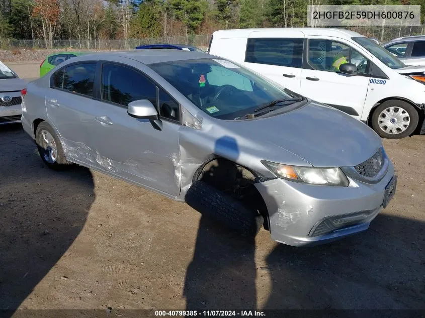 2013 Honda Civic Lx VIN: 2HGFB2F59DH600876 Lot: 40799385