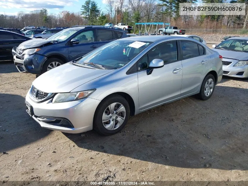 2013 Honda Civic Lx VIN: 2HGFB2F59DH600876 Lot: 40799385