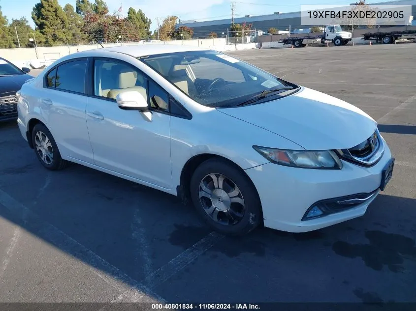 2013 Honda Civic Hybrid VIN: 19XFB4F3XDE202905 Lot: 40801834