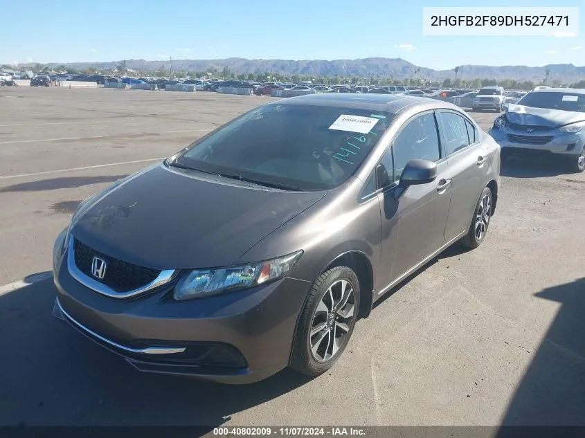 2013 Honda Civic Ex VIN: 2HGFB2F89DH527471 Lot: 40802009