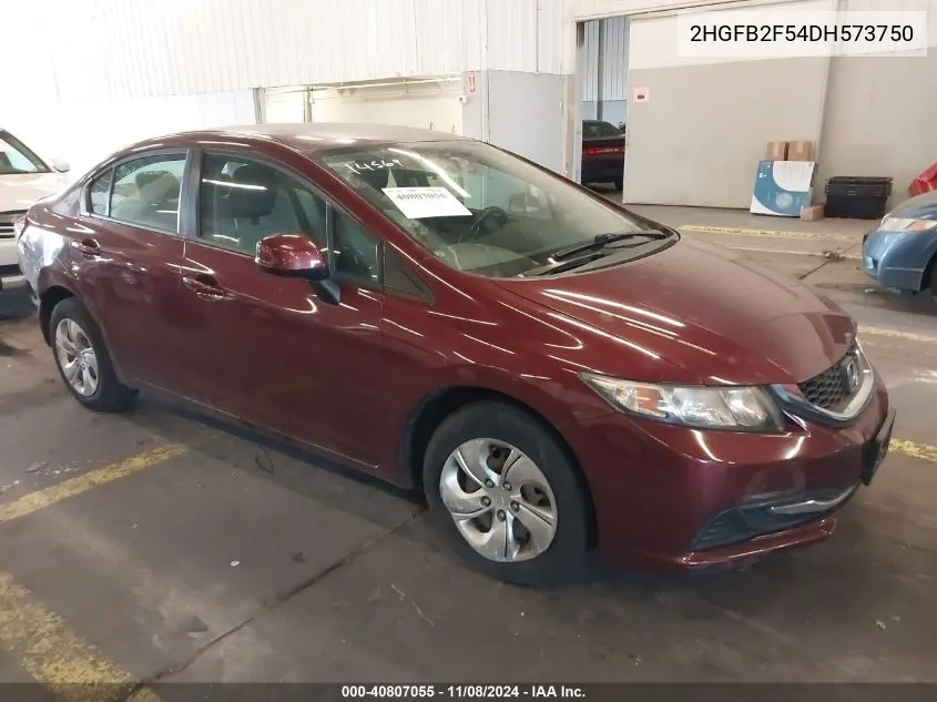 2013 Honda Civic Lx VIN: 2HGFB2F54DH573750 Lot: 40807055