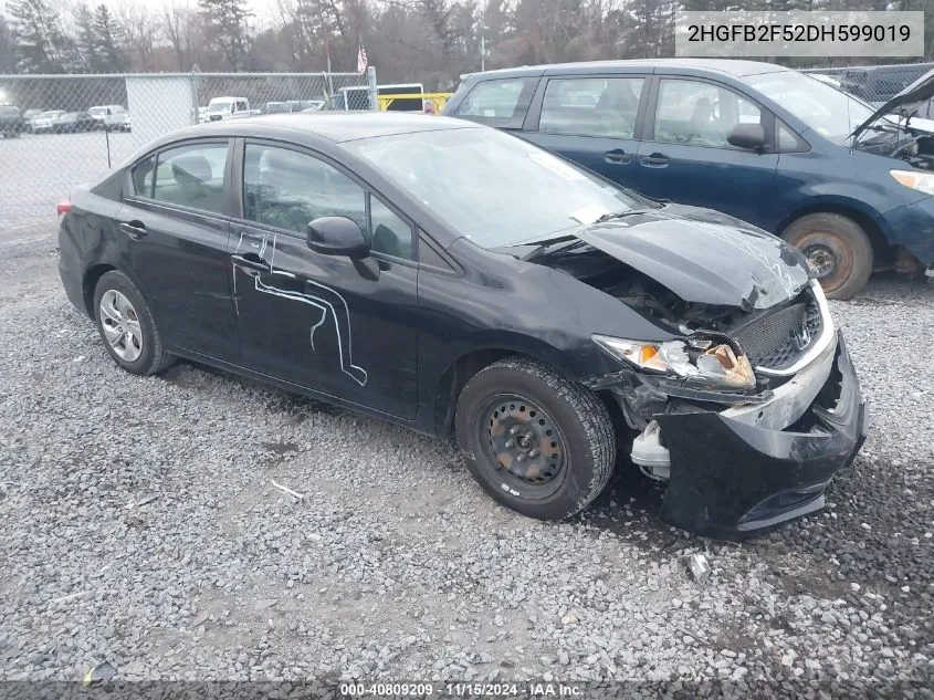 2013 Honda Civic Lx VIN: 2HGFB2F52DH599019 Lot: 40809209