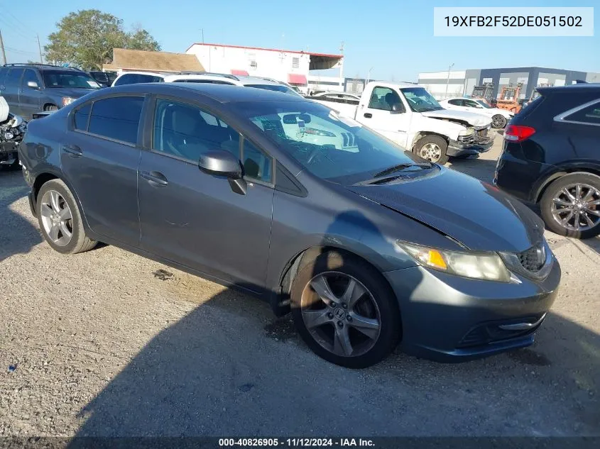 2013 Honda Civic Lx VIN: 19XFB2F52DE051502 Lot: 40826905