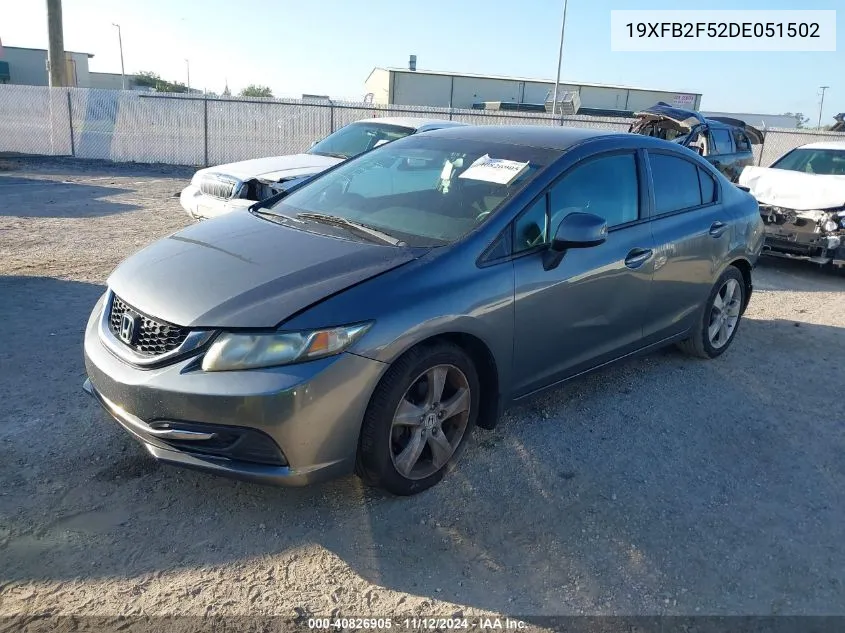 2013 Honda Civic Lx VIN: 19XFB2F52DE051502 Lot: 40826905