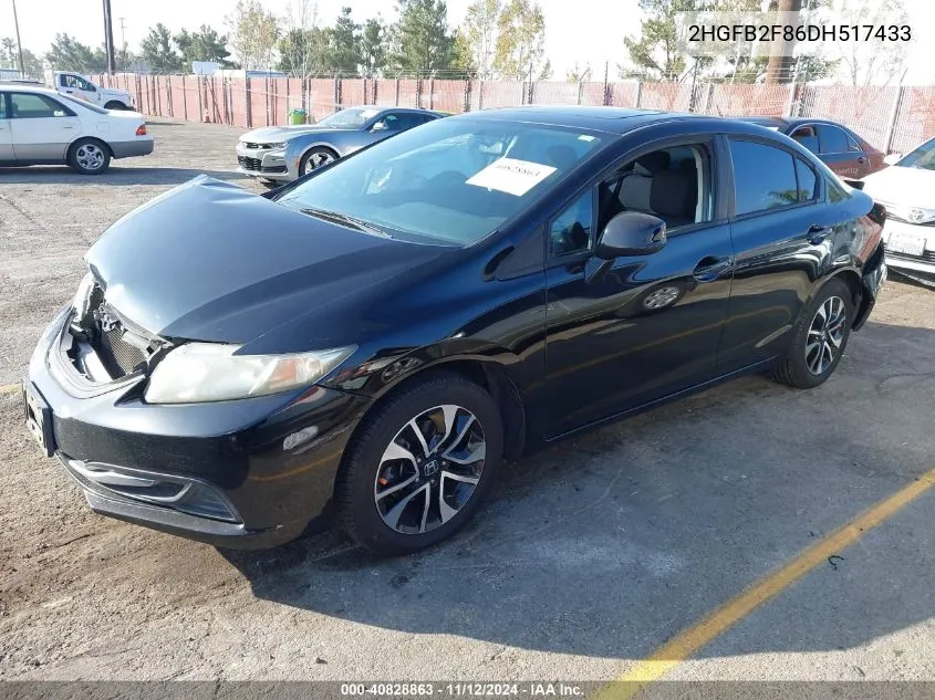 2013 Honda Civic Ex VIN: 2HGFB2F86DH517433 Lot: 40828863