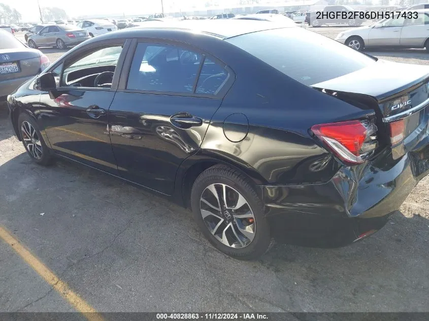 2013 Honda Civic Ex VIN: 2HGFB2F86DH517433 Lot: 40828863