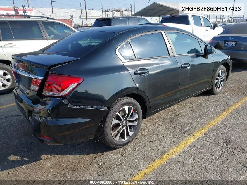 2013 Honda Civic Ex VIN: 2HGFB2F86DH517433 Lot: 40828863