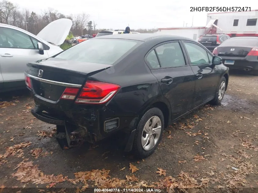 2013 Honda Civic Lx VIN: 2HGFB2F56DH572471 Lot: 40840774