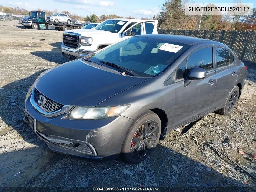 2013 Honda Civic Lx VIN: 2HGFB2F53DH520117 Lot: 40843565