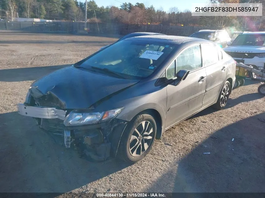 2013 Honda Civic Ex VIN: 2HGFB2F83DH585947 Lot: 40844130