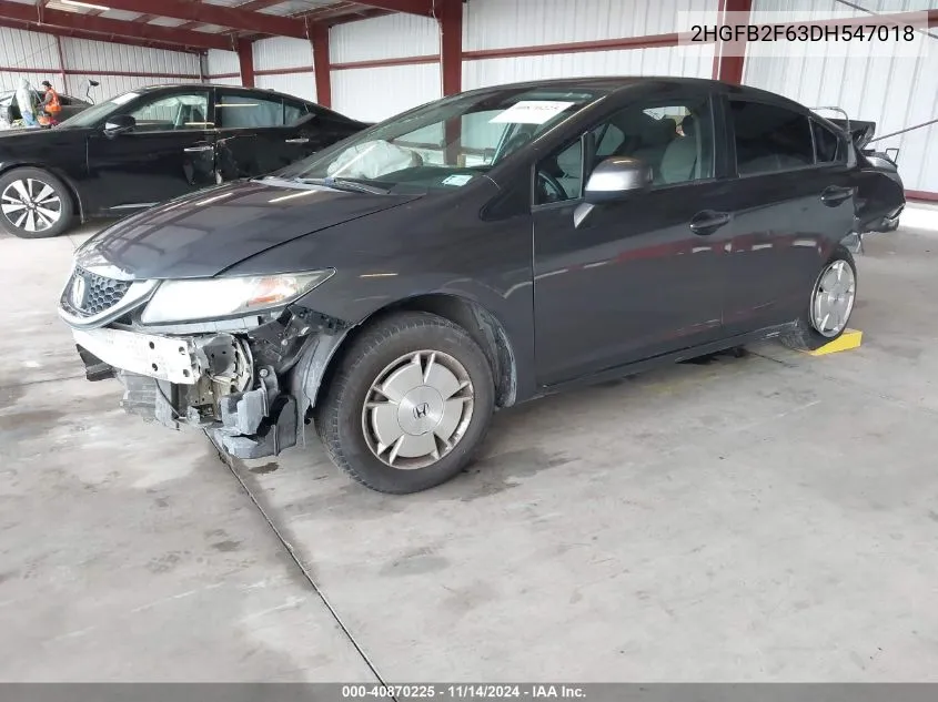 2013 Honda Civic Hf VIN: 2HGFB2F63DH547018 Lot: 40870225