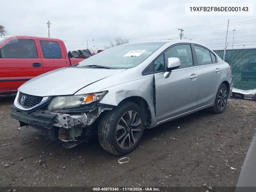 2013 Honda Civic Ex VIN: 19XFB2F86DE000143 Lot: 40870340