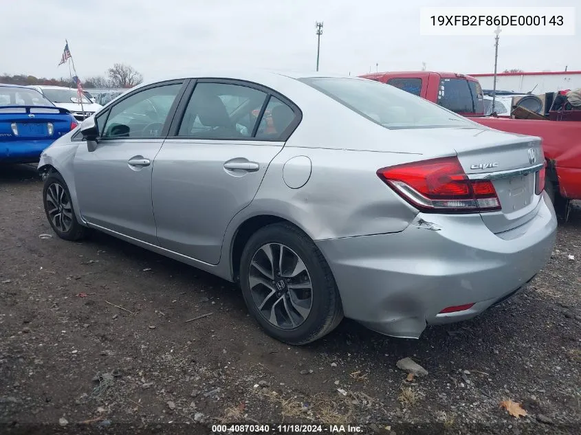 2013 Honda Civic Ex VIN: 19XFB2F86DE000143 Lot: 40870340