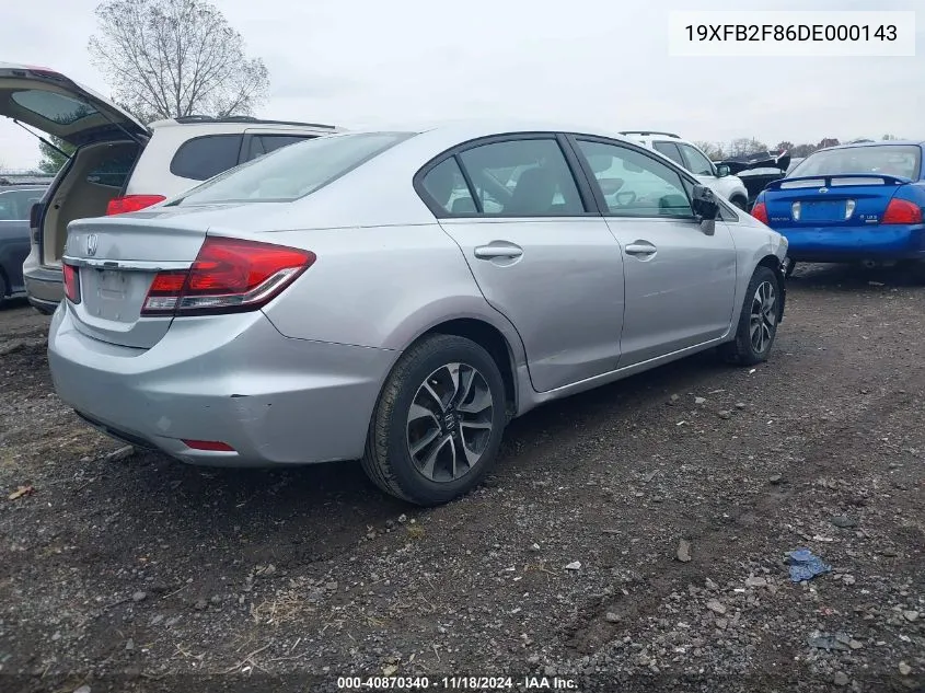 2013 Honda Civic Ex VIN: 19XFB2F86DE000143 Lot: 40870340