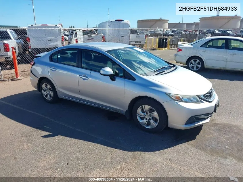 2013 Honda Civic Lx VIN: 2HGFB2F51DH584933 Lot: 40898504