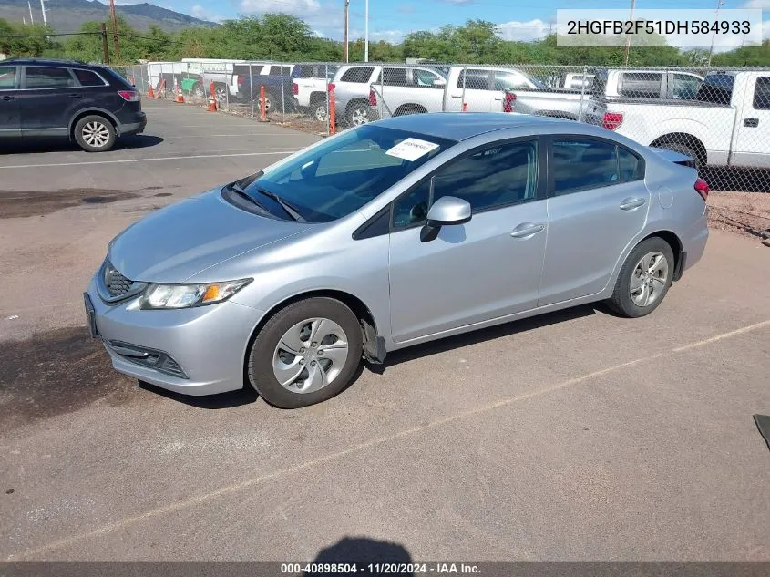 2013 Honda Civic Lx VIN: 2HGFB2F51DH584933 Lot: 40898504