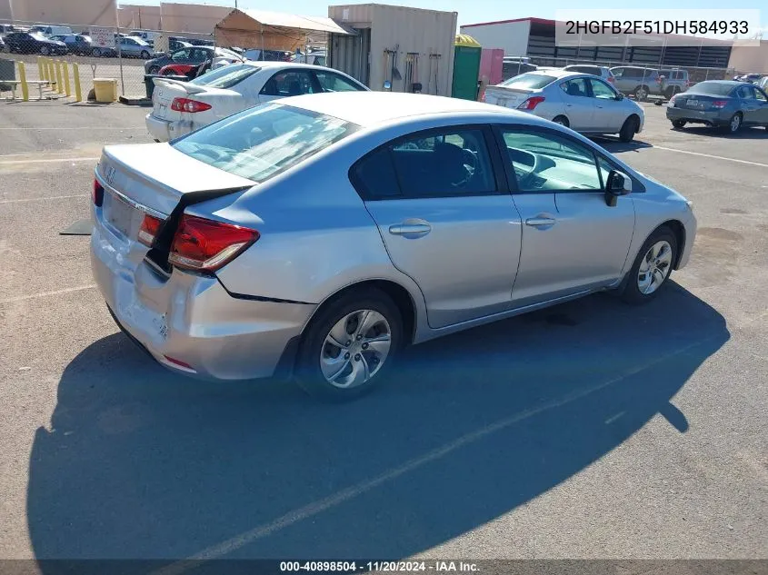 2013 Honda Civic Lx VIN: 2HGFB2F51DH584933 Lot: 40898504